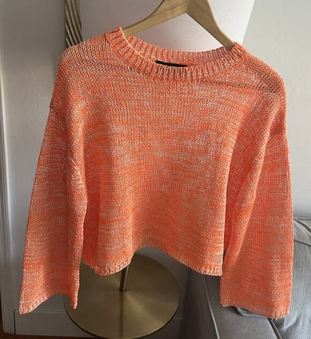Zara Orange Oversized Knit Sweater S Cropped Boho